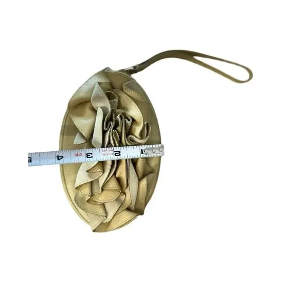 Yves Saint Laurent Leather Wristlet Clutch Rive Gauche Gold small Authentic - Picture 5 of 15